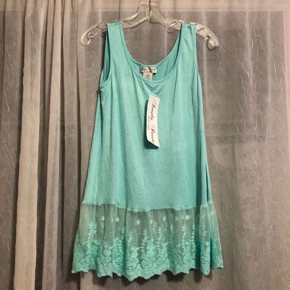 NEW aqua long lace layering tank size S
